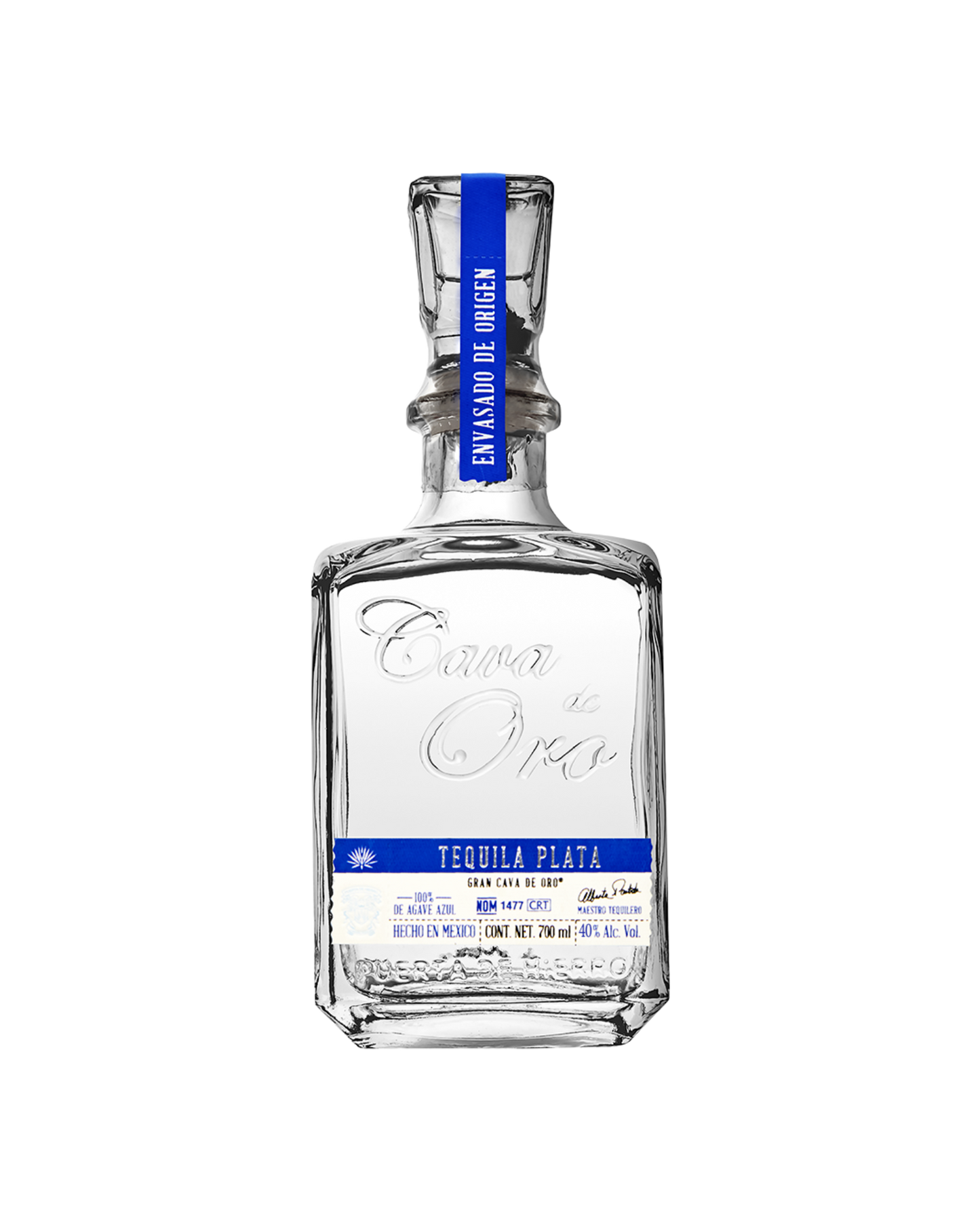 700ml Cava de Oro Plata Tequila bottle